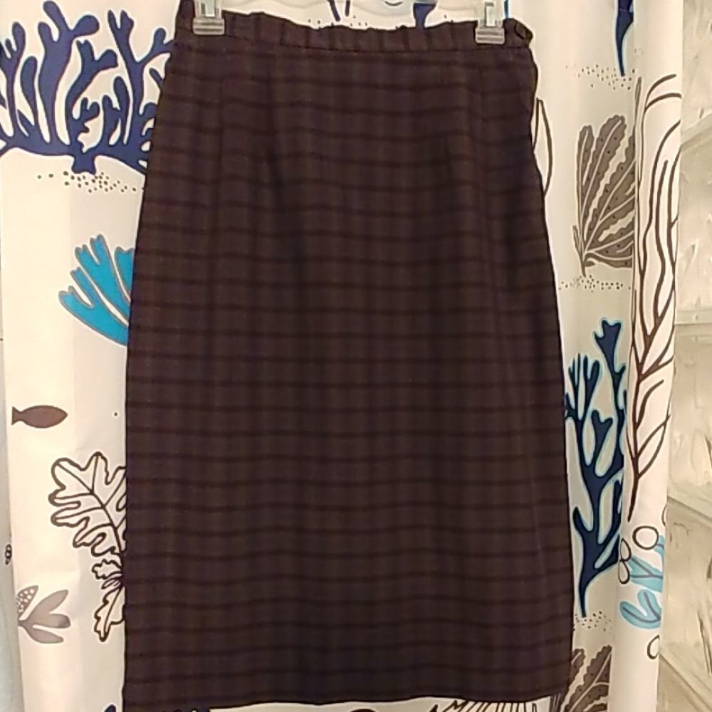 Vintage 60s Seaton Hall Plaid Cotton Pencil Skirt